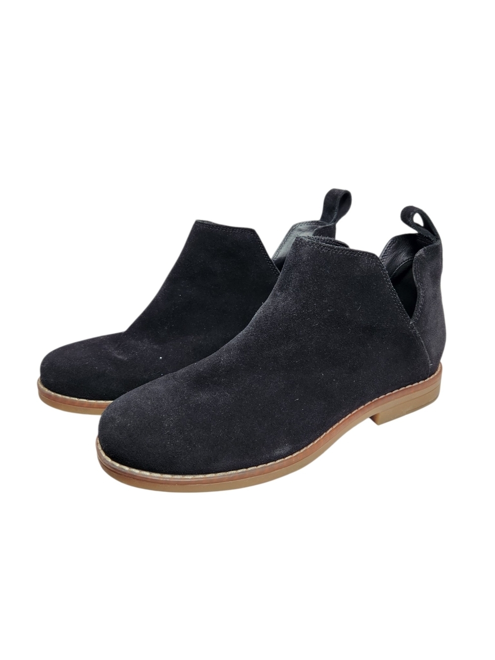 Hush Puppies Women's Black Suede Ankle Booties Slip On Boho Comfort Shoes Sz 8